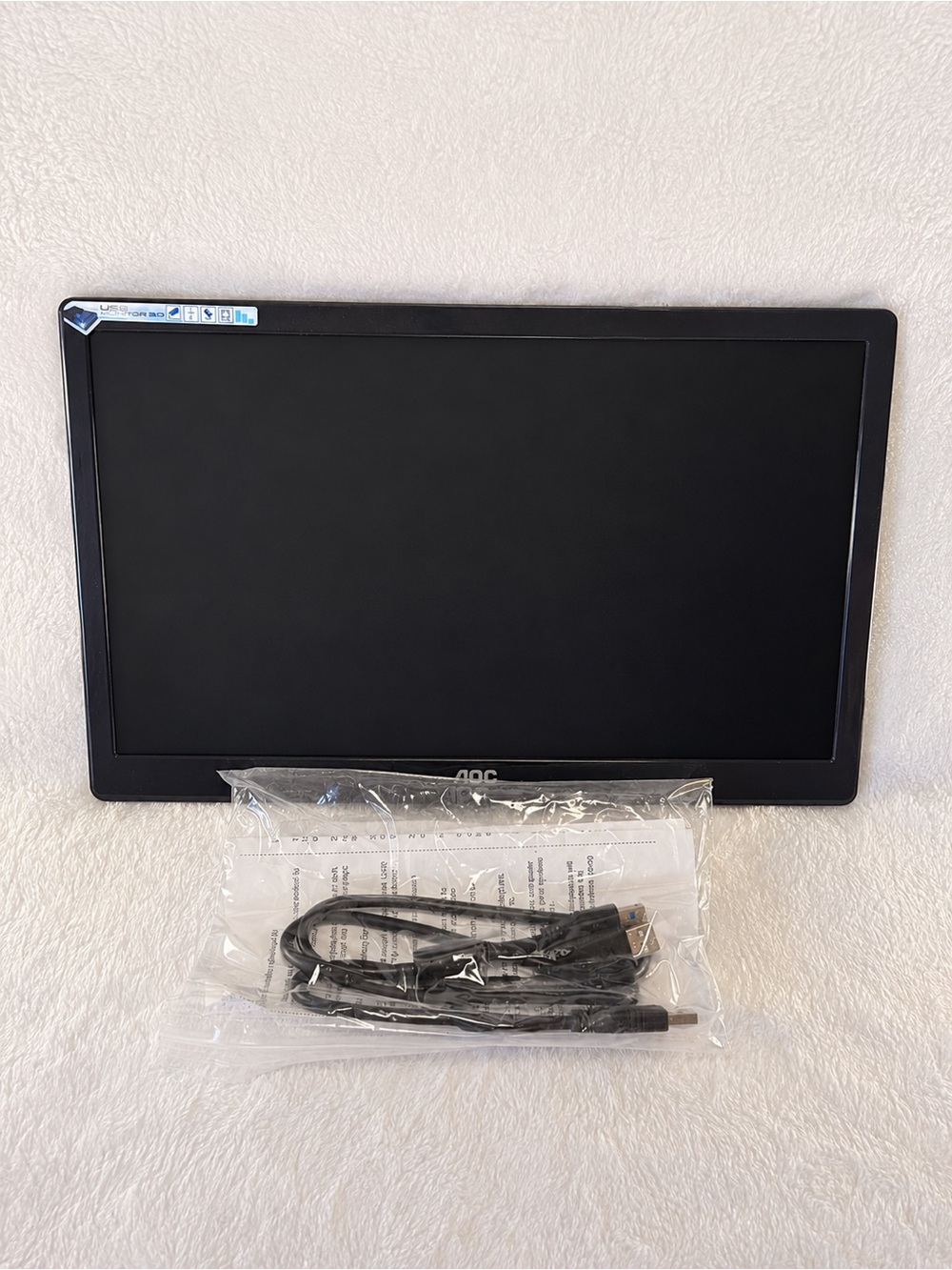 🖥️ AOC E1659FWU Portable USB LED Monitor – 15.6” Widescreen – Black
